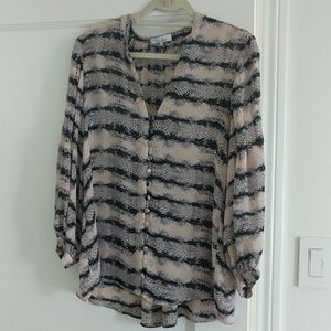 Blush and Navy Snakeskin Parker Blouse